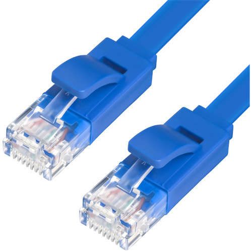 Greenconnect Патч-корд PROF плоский прямой 1.5m, UTP медь кат.6, синий, 30 AWG, GCR-LNC621-1.5m ethernet high speed 10 Гбит/с, RJ45, T568B