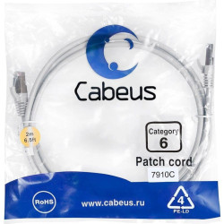 Патч-корд Cabeus PC-FTP-RJ45-CAT.6-2M-LSZH F/UTP RJ-45 вил.-вилка RJ-45 кат.6 2м серый LSZH