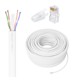 GCR PRO Кабель LAN DIY витая пара 50m в бухте, LSZH UTP кат.6, медь, многопроволочный, белый + Коннектор RJ-45 8p8c сборный 20шт., GCR-56635