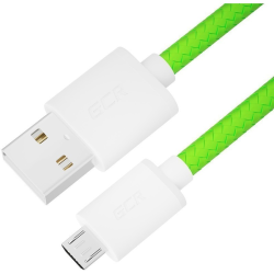 GCR Кабель 0.5m MicroUSB, быстрая зарядка, салатовый нейлон, GCR-54980