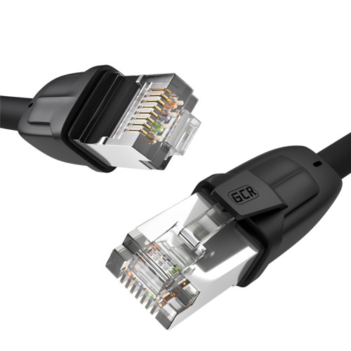 GCR Патч-корд PROF кат.8 ethernet  30.0m F/FTP,  RJ45, CU, 26 AWG, литой, прямой, черный, экранированные коннекторы, GCR-52354