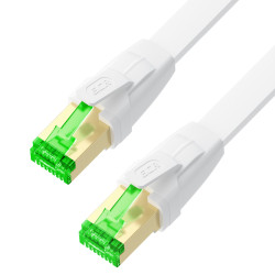 GCR Патч-корд LSZH PROF плоский прямой 30.0m, FTP, кат.8 ethernet, RJ45, медь, 30 AWG, белый, литой, экранированные коннекторы 24K GOLD, T568B, GCR-55861