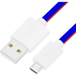 GCR Кабель 0.5m MicroUSB, быстрая зарядка, ТРИКОЛОР Россия, белый ПВХ, 28/24 AWG, GCR-54976