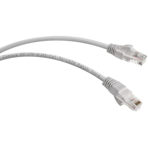 Патч-корд Cabeus PC-UTP-RJ45-CAT.5E-1M-LSZH U/UTP RJ-45 вил.-вилка RJ-45 кат.5E 1м серый LSZH
