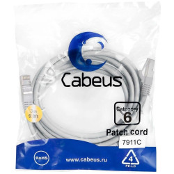 Патч-корд Cabeus PC-FTP-RJ45-CAT.6-3M-LSZH F/UTP RJ-45 вил.-вилка RJ-45 кат.6 3м серый LSZH