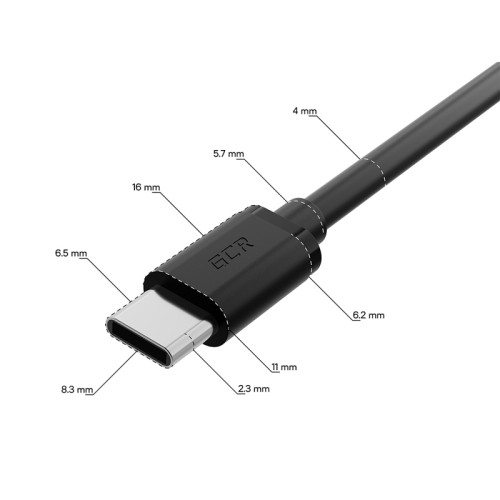 GCR Переходник USB Hub Type-C гибкий 0.35m разветвитель на 3 USB порта, СМ / 3 х AF, черный, GCR-55296