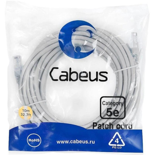 Патч-корд Cabeus PC-UTP-RJ45-CAT.5E-20M-LSZH U/UTP RJ-45 вил.-вилка RJ-45 кат.5E 20м серый LSZH