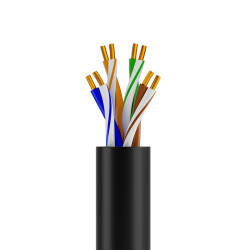GCR Кабель витая пара 5e экранированная F/UTP PVC 50м медь 4*2*7/0.2(24AWG) многожильный(Stranded), OD 5,5мм, черный, GCR-57734