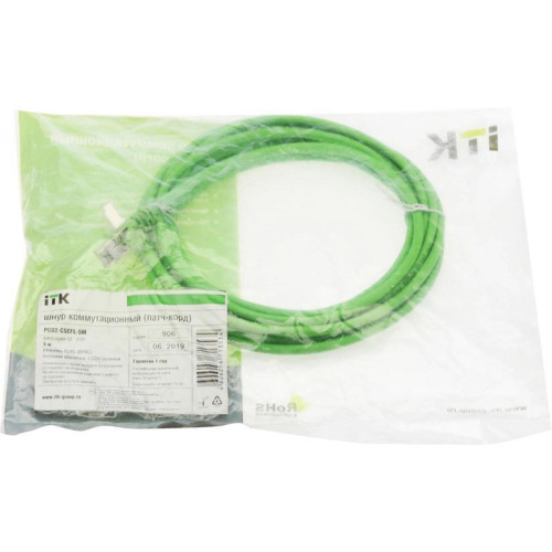 Патч-корд ITK PC02-C5EFL-5M FTP RJ-45 вил.-вилка RJ-45 кат.5E 5м зеленый LSZH (уп.:1шт)