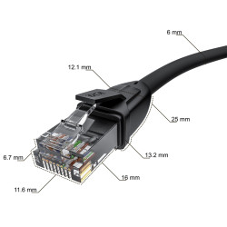GCR Патч-корд прямой 2.5m UTP кат.6, черный, 24 AWG, ethernet high speed, RJ45, T568B, GCR-52529