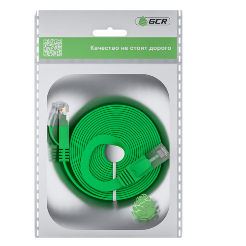 GCR Патч-корд PROF плоский прямой 15.0m, UTP медь кат.6, зеленый, 30 AWG, ethernet high speed 10 Гбит/с, RJ45, T568B, GCR-52839 GCR Патч-корд PROF плоский прямой 15.0m, UTP медь кат.6, зеленый, 30 AWG, ethernet high speed 10 Гбит/с, RJ45, T568B, GCR-52839