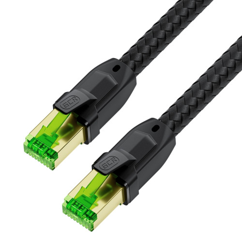 GCR PRO Патч-корд PROF кат.7 ethernet  5.0m F/FTP, RJ45, CU, 28 AWG, в оплетке текстиль, черный, литой, экранированные коннекторы, T568B, GCR-57560