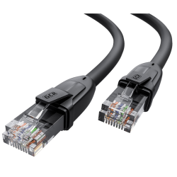 GCR Патч-корд прямой 10.0m UTP кат.6, черный, 24 AWG, литой без фиксатора, ethernet high speed 1 Гбит/с, RJ45, T568B, GCR-52536