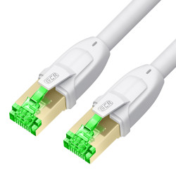 GCR Патч-корд LSZH PROF кат.8 ethernet  0.3m SF/FTP, RJ45, медь, 40 Гбит/с, 26 AWG, белый, литой, экранированные коннекторы 24K GOLD, T568B, GCR-55896