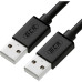 GCR Кабель 0.75m USB 2.0, AM/AM, черный, 28/28 AWG, экран, армированный, морозостойкий, GCR-UM2M-BB2S-0.75m