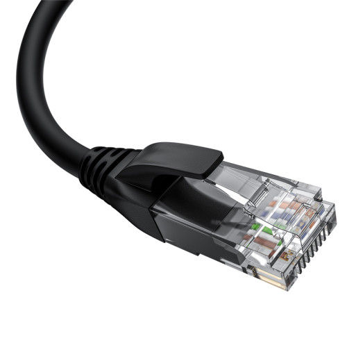 GCR Патч-корд прямой 1.0m UTP кат.5e, черный, левый угол, литой, ethernet high speed, RJ45, T568B, GCR-53127