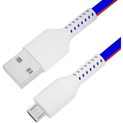 GCR QC Кабель 0.5m MicroUSB, быстрая зарядка, ТРИКОЛОР Россия, белый ПВХ, 28/24 AWG, GCR-54972