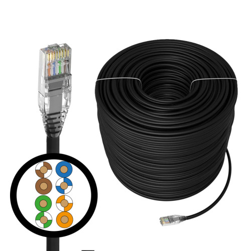 4PH Кабель LAN витая пара 500m в бухте, UTP кат.5e, CCA 4Px7/0.2mm (24AWG), многожильный (Stranded), черный, 4PH-R90888