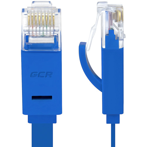 Greenconnect Патч-корд PROF плоский прямой 1.5m, UTP медь кат.6, синий, 30 AWG, GCR-LNC621-1.5m ethernet high speed 10 Гбит/с, RJ45, T568B