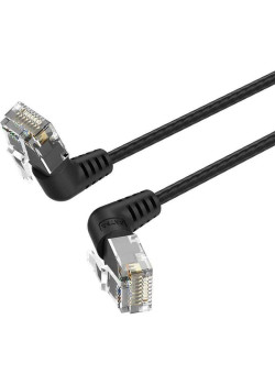 Патч-корд Vention прямой UTP cat.6a, RJ45 угол 90 - 3м. Черный