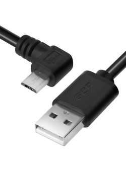 GCR Кабель 0.3m AM / microUSB угловой, черный, 28/28 AWG, GCR-UA8AMCB6-BB2S-0.3m