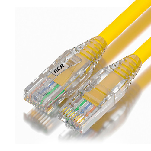 GCR Патч-корд 10.0m UTP кат.6, желтый, коннектор ABS, 24 AWG, ethernet high speed 10 Гбит/с, RJ45, T568B, GCR-55433