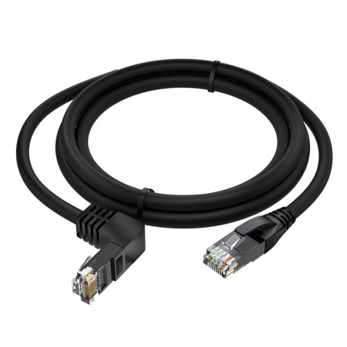 GCR Патч-корд прямой 20.0m UTP кат.5e, черный, верхний угол, литой, ethernet high speed, RJ45, T568B