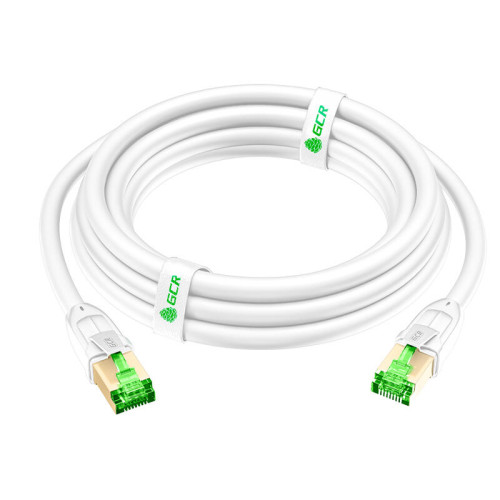 GCR Патч-корд PROF кат.8 ethernet  1.0m SF/FTP, RJ45, медь, 40 Гбит/с, 26 AWG, белый, литой, экранированные коннекторы 24K GOLD, T568B, GCR-55898