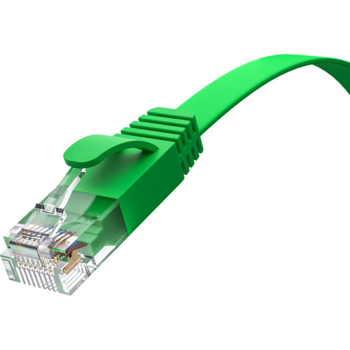 GCR Патч-корд PROF плоский прямой 7.5m, UTP медь кат.6, зеленый, 30 AWG, ethernet high speed 10 Гбит/с, RJ45, T568B, GCR-52844