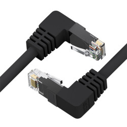 GCR Патч-корд прямой 7.5m UTP кат.5e, черный, верхний/верхний угол, литой, ethernet high speed, RJ45, T568B