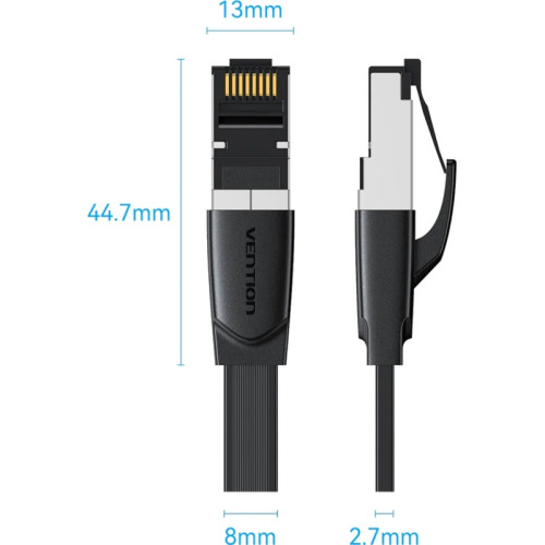 Патч-корд Vention прямой SFTP cat.8 RJ45 - 2м. Плоский
