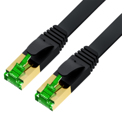 GCR PRO Патч-корд 1.0m LSZH PROF плоский прямой кат.7 ethernet, FTP, медь, черный, литой, экранированные коннекторы 24K GOLD, RJ45, T568B