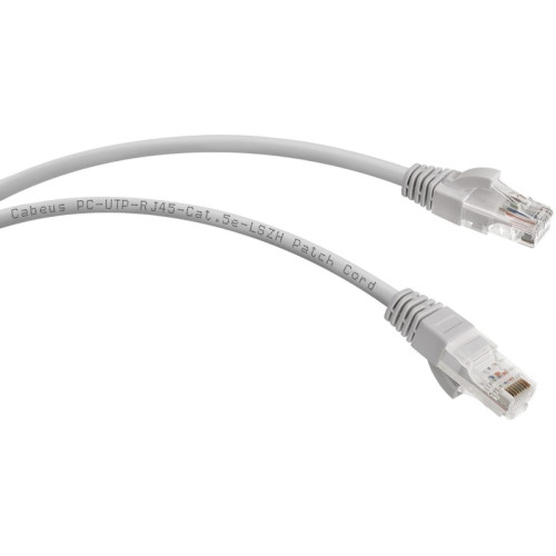 Патч-корд Cabeus PC-UTP-RJ45-CAT.5E-0.5M-LSZH U/UTP RJ-45 вил.-вилка RJ-45 кат.5E 0.5м серый LSZH