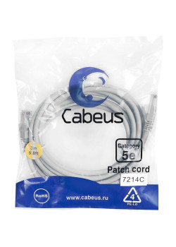 Патч-корд Cabeus PC-UTP-RJ45-CAT.5E-3M U/UTP RJ-45 вил.-вилка RJ-45 кат.5E 3м серый ПВХ