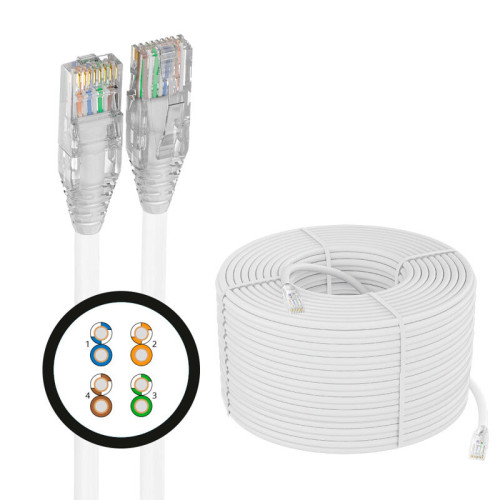 4PH Кабель LAN витая пара 100m в бухте, UTP кат.5e, CCA 4х2х0,5 (24AWG), одножильный (Solid), белый, 4PH-R90919