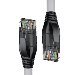 Патч-корд прямой 7.5m UTP кат.5e, серый, черные коннекторы, 24 AWG, литой, ethernet high speed 1 Гбит/с, RJ45, T568B