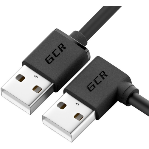 GCR Кабель 0.5m USB 2.0, AM угловой левый/AM, 28/28 AWG, экран, армированный, морозостойкий, GCR-AUM5M-BB2S-0.5m