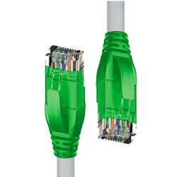 Патч-корд прямой 1.0m UTP кат.5e, серый, зеленые коннекторы, 24 AWG, литой, ethernet high speed 1 Гбит/с, RJ45, T568B