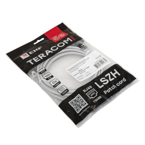 Патч/ Патч-корд TERACOM PRO Cat.5E неэкранированный UTP оболочка LSZH серый (3.0м) Патч/ Патч-корд TERACOM PRO Cat.5E неэкранированный UTP оболочка LSZH серый (3.0м)