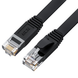 GCR Патч-корд 3.0m PROF плоский прямой кат.7 ethernet, медь, черный, RJ45, T568B