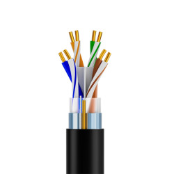 GCR Кабель витая пара кат.6А F/UTP PVC 305м медь 4х2х0,57(23AWG) одножильный(Solid), черный (упаковка коробка)