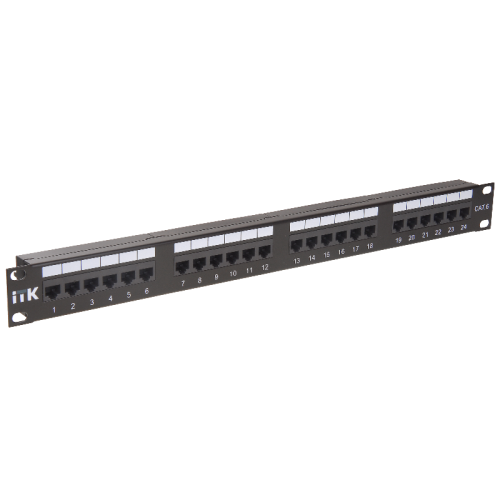 1U патч-панель кат.6 UTP, 24 порта (IDC Dual)