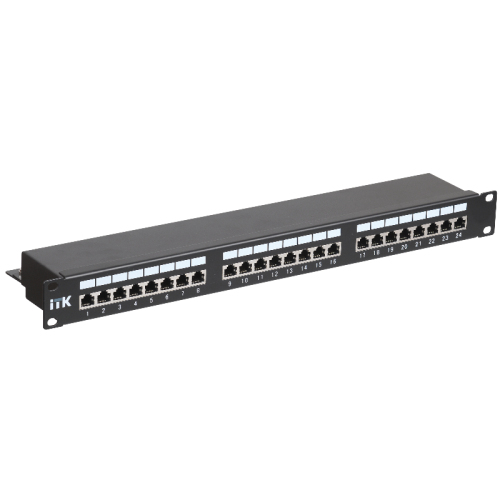 1U патч-панель кат.5Е STP, 24 порта (IDC Dual)