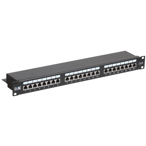 1U патч-панель кат.6 STP, 24 порта (IDC Dual), с кабельным органайзером