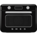 Мини-печь Smeg, поворотные переключатели, LCD дисплей, 10 функций приготовления, пар, таймер, акустический сигнал, галогенная подсветка, 3 стекла в дверце, электронный контроль температуры, объем 30 л, стиль 50-ч годов, цвет черный