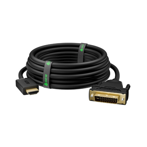 GCR Кабель 2.0m HDMI-DVI черный, GOLD, 19M / 25M Dual Link, 28 AWG, тройной экран