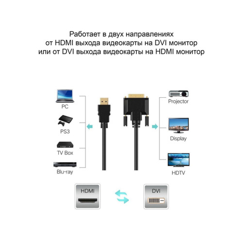 Кабель/ Кабель HDMI AM/DVI(24+1)M, 7.5м, CU, 1080P@60Hz, 2F, VCOM <CG484G-7.5M>