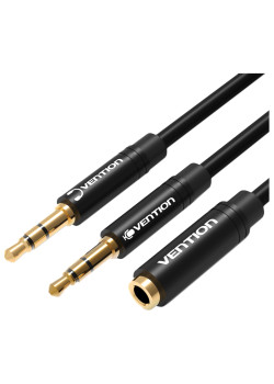 Переходник-разветвитель Vention гибкий Jack 3.5 mm F 4 pin/Jack 3.5 mm M x 2 - 1м