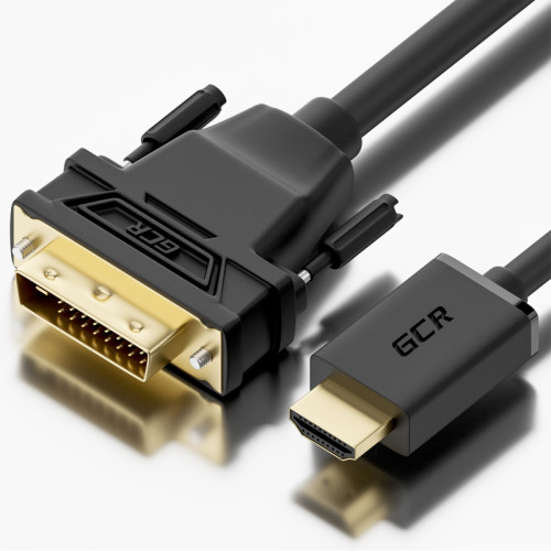 Greenconnect Кабель HDMI-DVI 0.5m черный, OD7.3mm, 28/28 AWG, позолоченные контакты, 19pin AM / 24+1M AM double link, GCR-HD2DVI1-0.5m, тройной экран