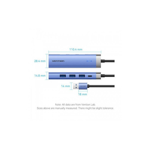 Сетевой адаптер Vention USB 3.0 M/Gigabit Ethernet RJ45+OTG хаб 3xUSB Синий - 0.15м. Сетевой адаптер Vention USB 3.0 M/Gigabit Ethernet RJ45+OTG хаб 3xUSB Синий - 0.15м.